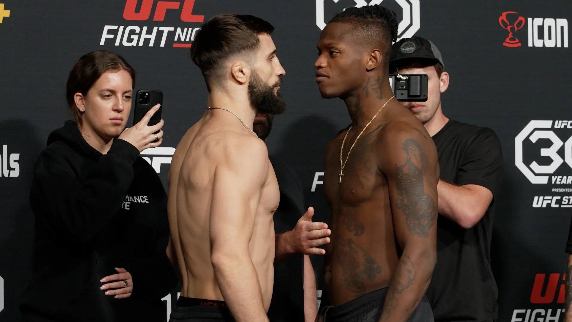 Nazim Sadykhov faces off against Terrence McKinney. Photo by MMAFighting.