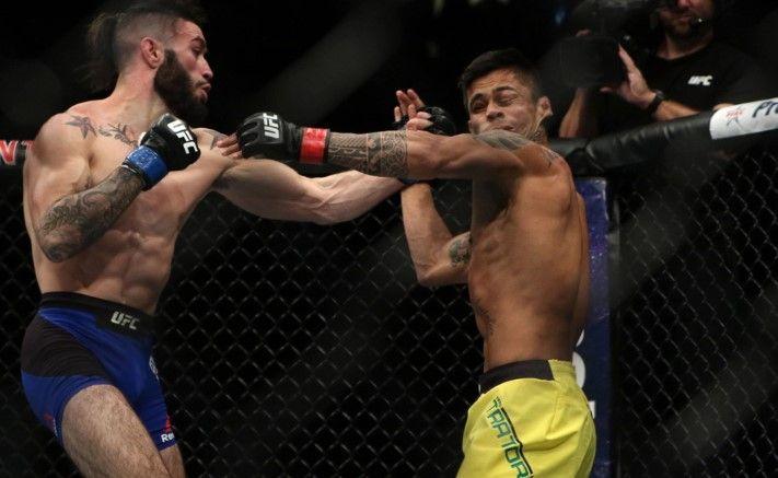 Shang Burgos clipping Tiago Trator in his UFC debut. Credits to: Michael Adamucci - USA TODAY Sports.