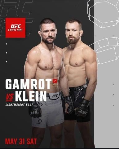 Mateusz Gamrot VS Ludovit Klein is official for UFC Vegas 107
