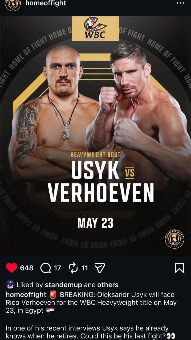 USYK VS VERHOEVEN FOR THE WORLD TITLE