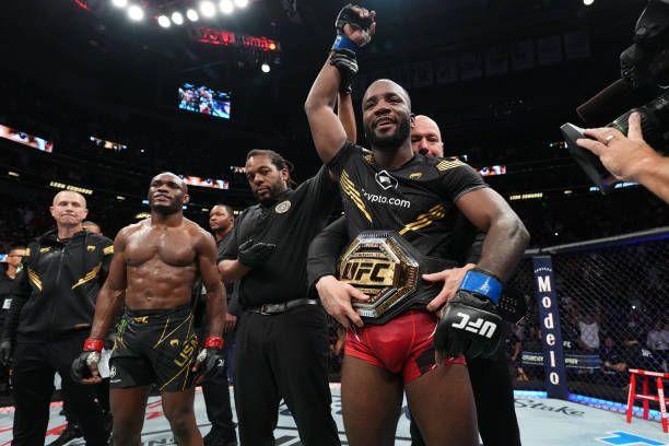 Leon Edwards winning the Welterweight title over Kamaru Usman. Credits to: Josh Hedges-Zuffa LLC.