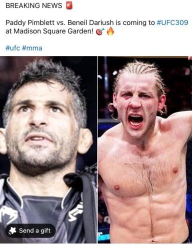 Beneil Dariush vs Paddy Pimblett targeted for UFC 309