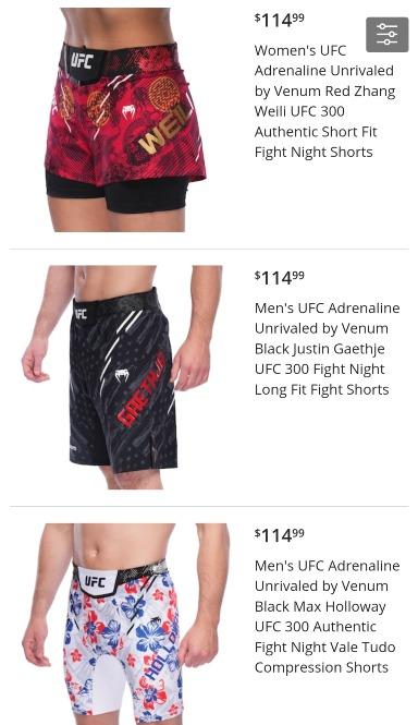 Special UFC Shorts for Holloway, Gaethje, and Zhang available to purchase on official UFC store??
