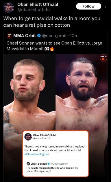 Oban Elliott wants Jorge Masvidal in Miami👀