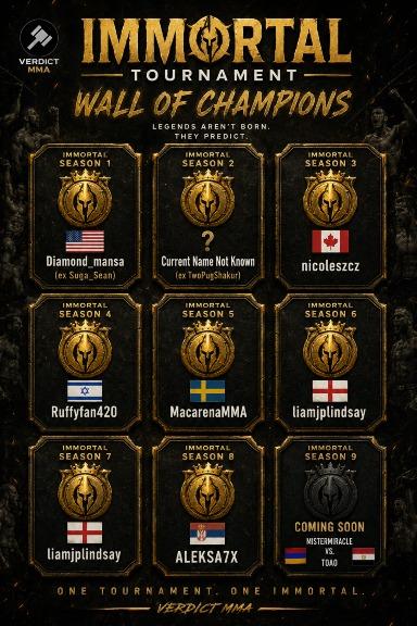Later this week with #UFCOCK we will have new Immortal Champion - Winner of Season 9. Whom will it be?