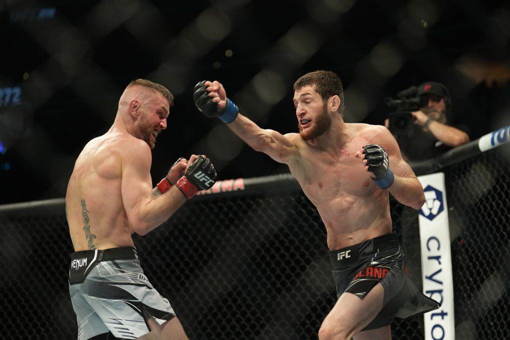 Tim Elliott and Tagir Ulanbekov engage at UFC 272 in Las Vegas. Credits to: Louis Grasse - Zuffa LLC