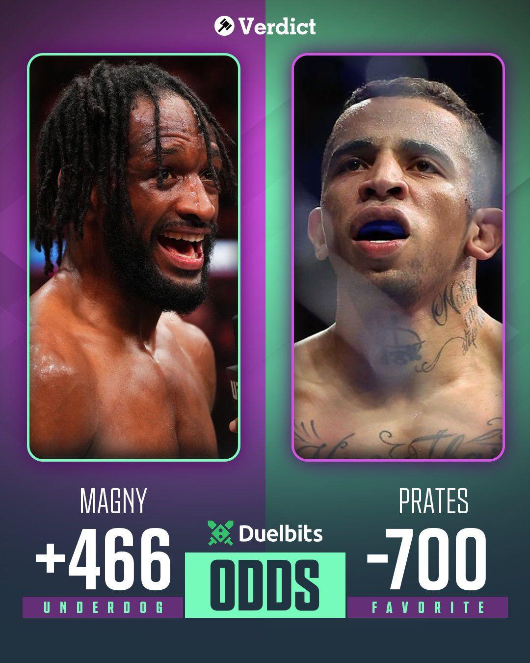 Carlos Prates is a massive favorite to win in his first UFC main event against Neil Magny (Odds via Duelbits)