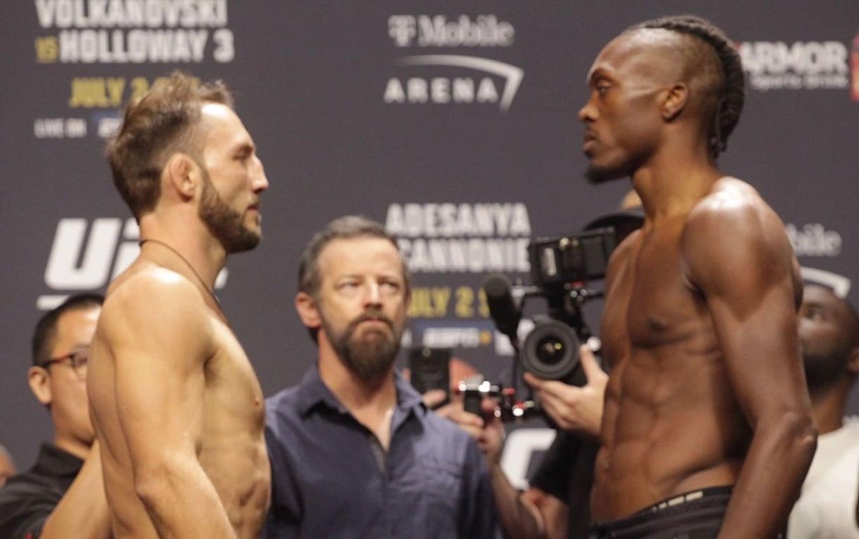 Brad Riddell and Jalin Turner have a tense face-off. Credits to: Mike Bohn, MMA Junkie