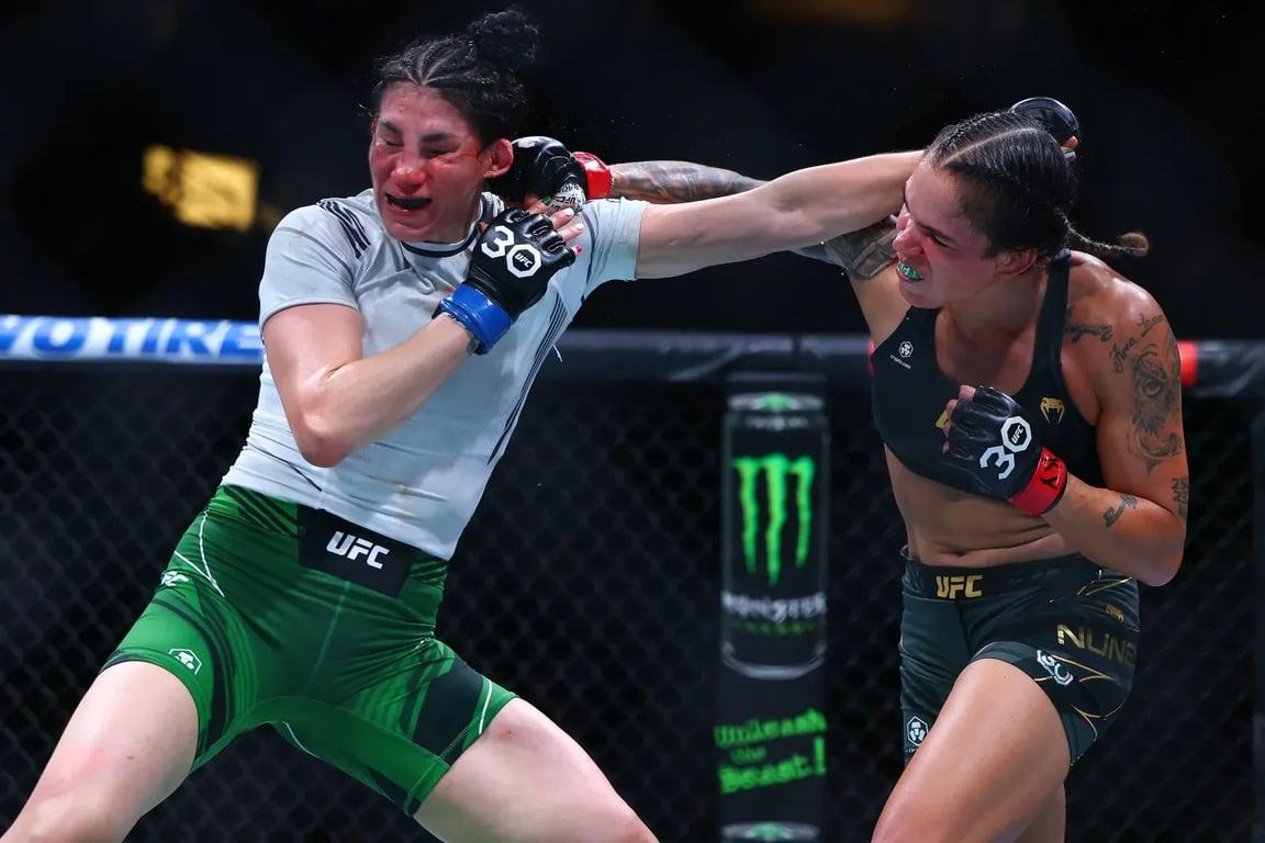 The last Women's Bantamweight title fight: Amanda Nunes vs. Irene Aldana. Credits to: Sergei Belski - USA TODAY Sports.