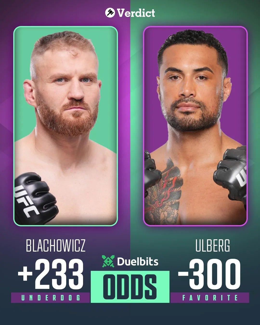 Jan Blachowicz is a moderate underdog in his return against Carlos Ulberg (Odds via Duelbits)