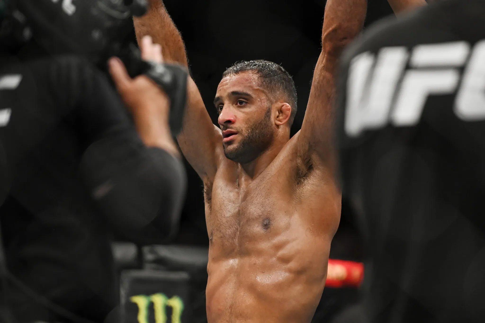 Jai Herbert celebrates his win over Kyle Nelson. Credit: Per Haljestam/USA TODAY Sports.