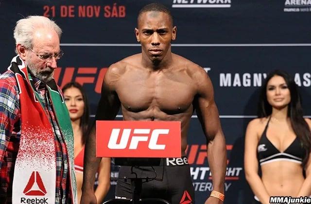 Taylor Lapilus weighing in during his first stint with the UFC for UFC Fight Night 78. Photo by MMAJunkie.