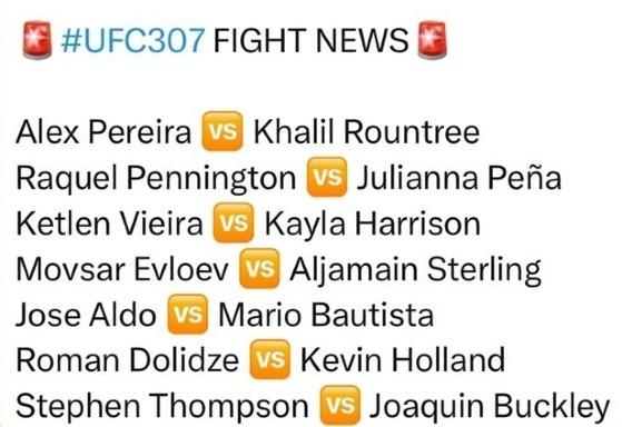 UFC 307 CARD SO FAR! 🔥🔥🔥
