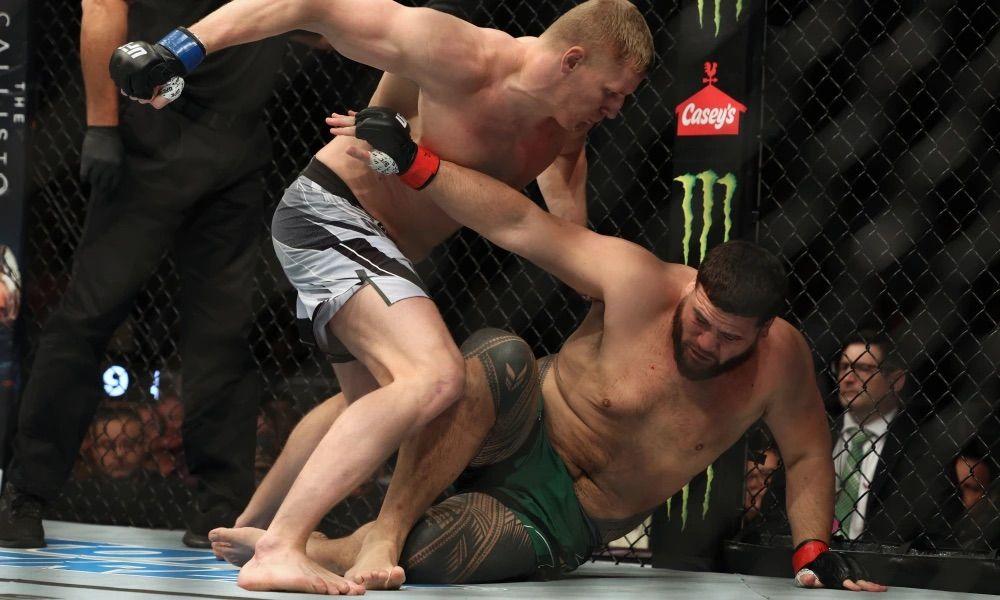 Sergei Pavlovich finishes Tai Tuivasa at UFC Orlando. Credits to: Nathan Ray Seebeck-USA TODAY Sports.