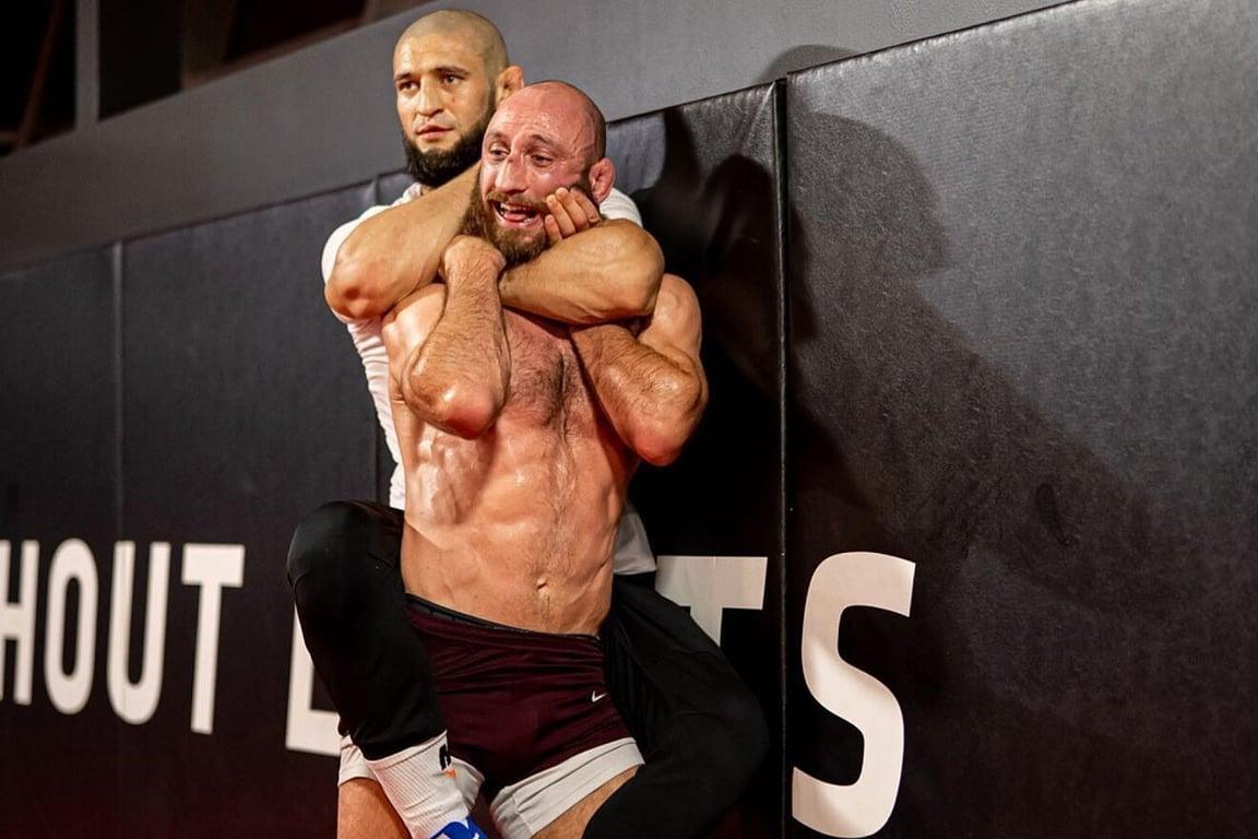 Khamzat Chimaev bonding with Guram Kutateladze. Credits to: Getty Images