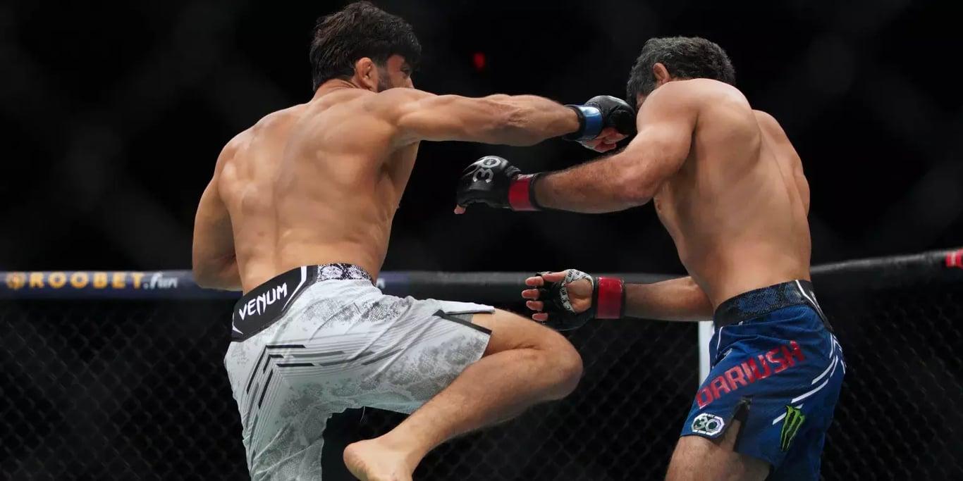 Arman Tsarukyan KOing Beneil Dariush in his last fight. Credits to: Dustin Safranek - USA TODAY Sports.