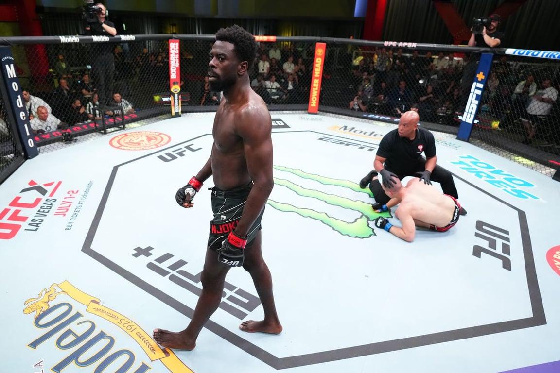 Njokuani Walks Off After Brutal KO. Credits to: Chris Unger/Zuffa LLC.