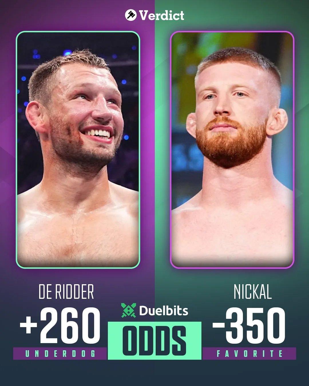 Bo Nickal is a big favorite over Reinier de Ridder tonight. (Odds via Duelbits)