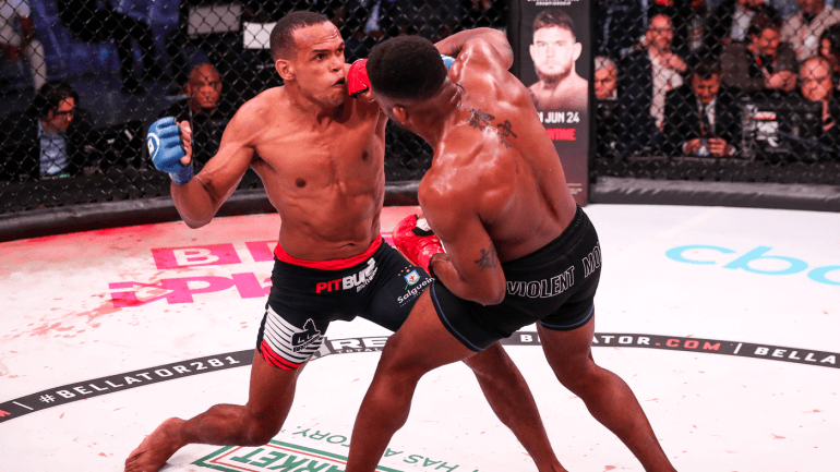 Paul Daley and Wendell Giacomo trade blows. Credits to: BellatorMMA