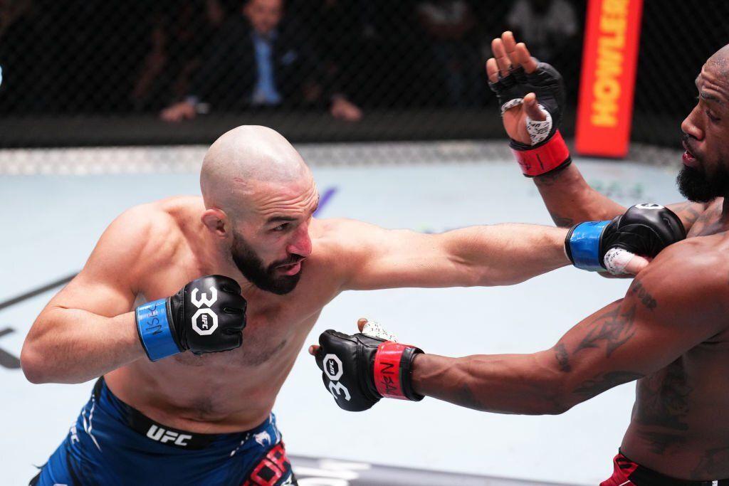 Jared Gordon punches Bobby Green during an event at the APEX. Credits to: Chris Unger - Zuffa LLC