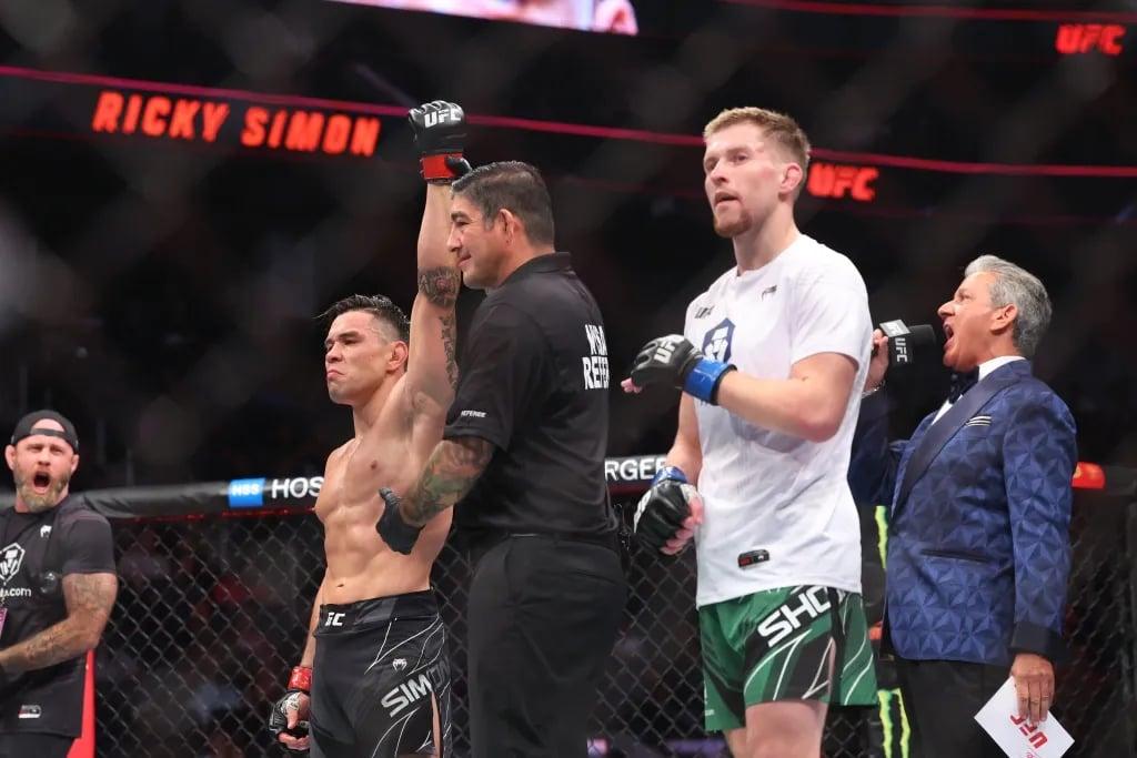 Ricky Simon defeats Jack Shore at UFC on ABC 3. Credits to: Ed Mulholland-USA TODAY Sports