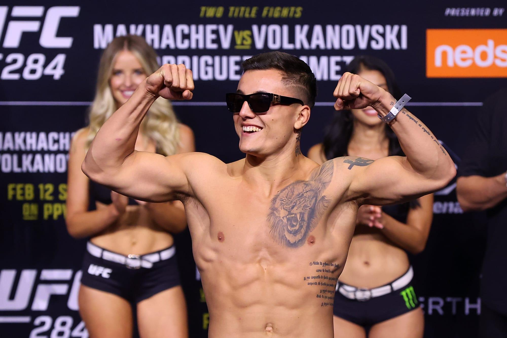 Francisco Prado weighing in for his UFC debut. Credit: Paul Kane/Getty Images.