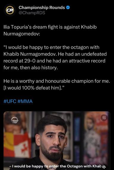 Ilia Topuria wants to fight undefeated Khabib Nurmagomedov 