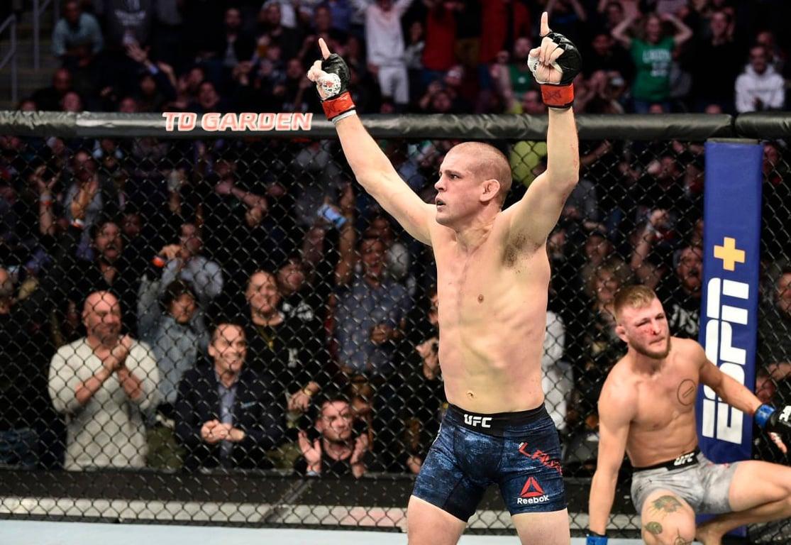 Joe Lauzon celebrating his win against Jonathan Pearce in October of 2019. Credits to: Getty Images