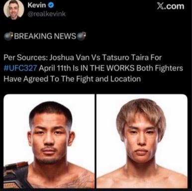 Joshua van vs taira is almost official!!