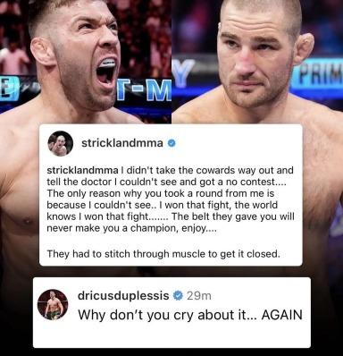 The rivalry between Dricus Du Plessis and Sean Strickland continues