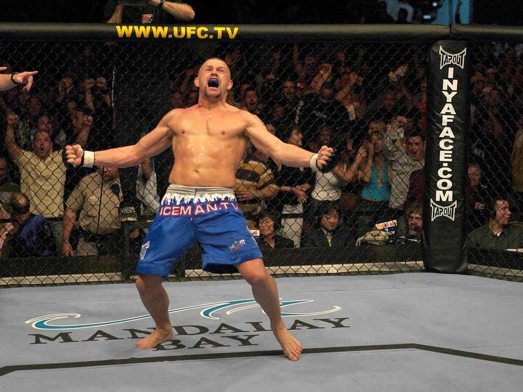 Chuck Liddell does his signature celebration. Credits to: Zuffa LLC