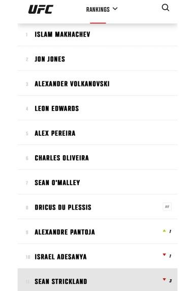 Updated UFC Pound for Pound Rankings