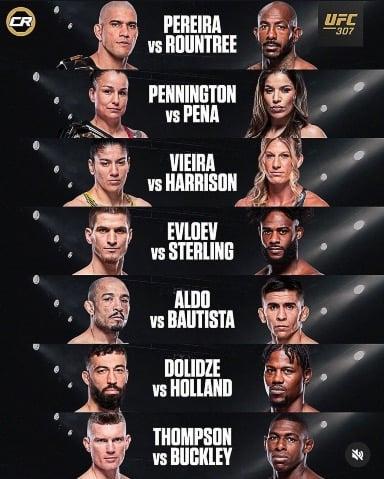 UFC 307 Main Card Fights