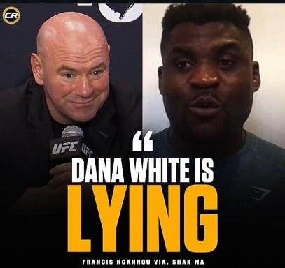 Francis Ngannou says Dana White is lying about UFC pay vs boxing pay. 