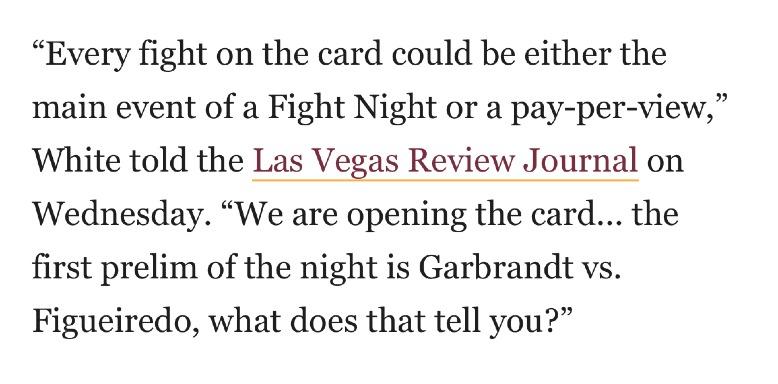 Dana White reveals that Cody Garbrandt vs. Deiveson Figueiredo will be the first prelim fight at UFC 300