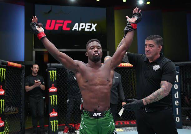 Sodiq Yusuff after defeating Don Shainis at UFC Vegas 61. Credits to: Jeff Bottari-Getty Images.