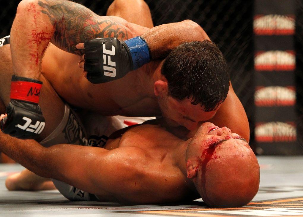 Frankie Edgar defeats B.J Penn by TKO in their third meeting. Credit: Las Vegas Review - Justin Yurkanin