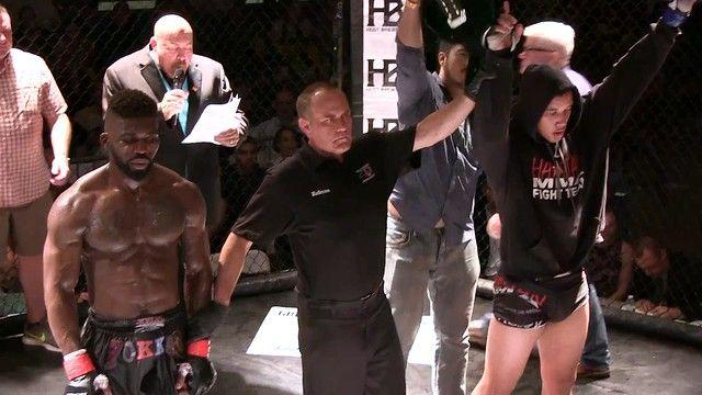 Bryan Battle getting his hand raised against Impa Kasanganay in the amateur ranks. Who knew this fight would age so well? Photo by The Combat Sports Tribune.