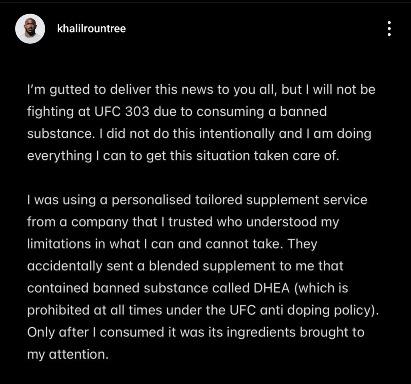 Khalil Rountree vs. Jamahal Hill cancelled after Rountree tests positive for a banned substance