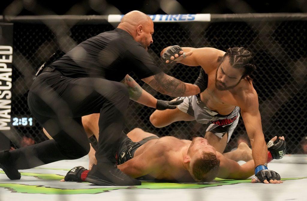 Josh Quinlan after knocking Jason Witt unconscious at UFC Fight Night: Vera vs. Cruz. Credits to: Joe Camporeale - USA TODAY Sports.