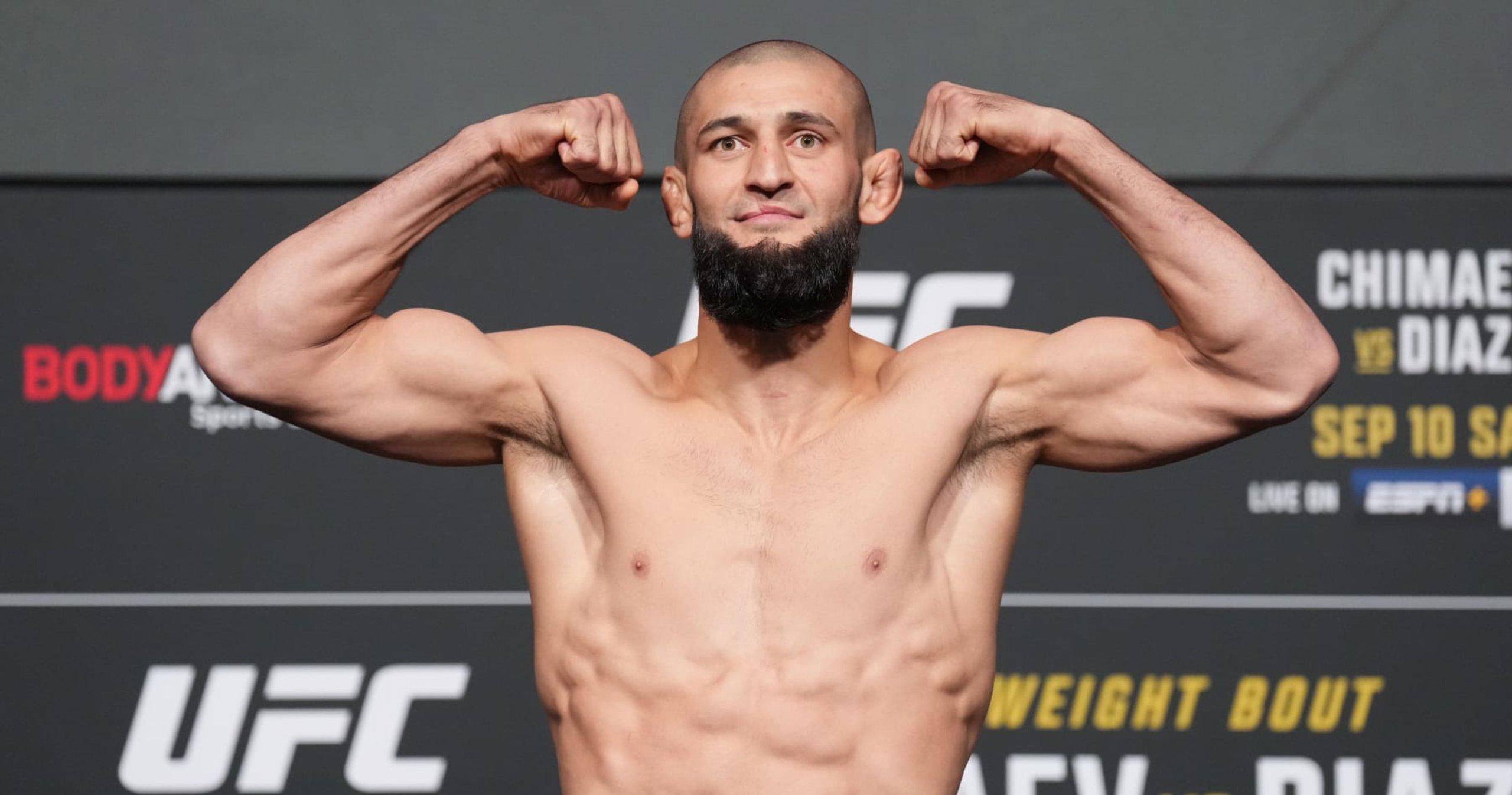 Khamzat Chimaev on the scale Credits to: Chris Unger - Zuffa LLC