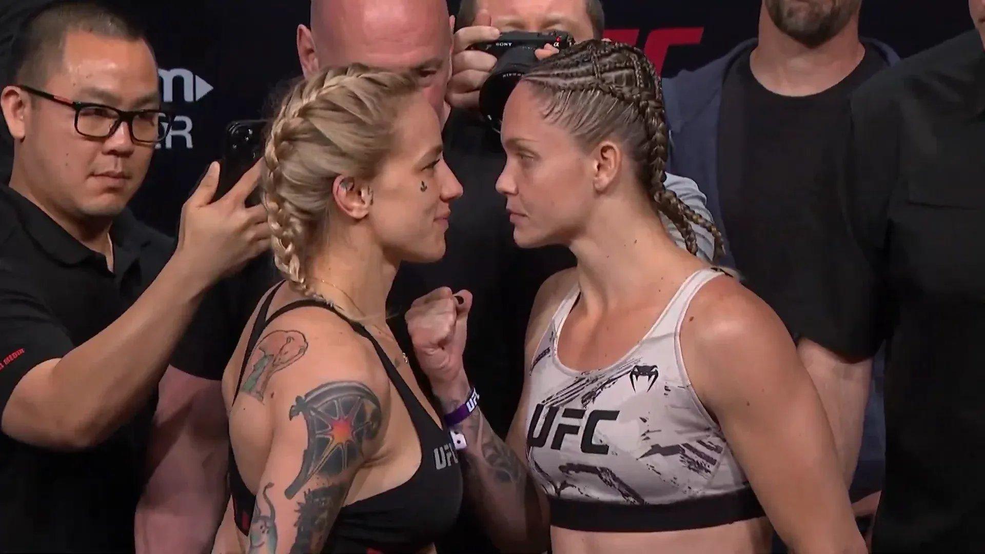 Jessica-Rose Clark faces off against Tainara Lisboa. Photo by Reddit.
