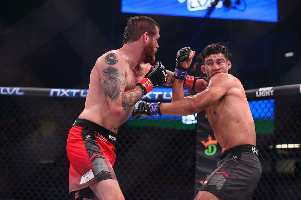 Clay Collard applying pressure against Alexander Martinez. Credits to: PFL