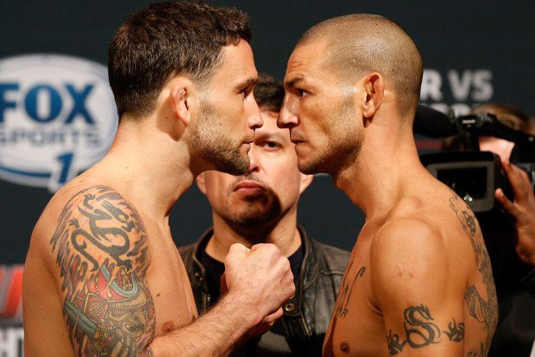 Frankie Edgar and Cub Swanson faceoff before their first fight. Credit: Josh Hedges - Zuffa LLC