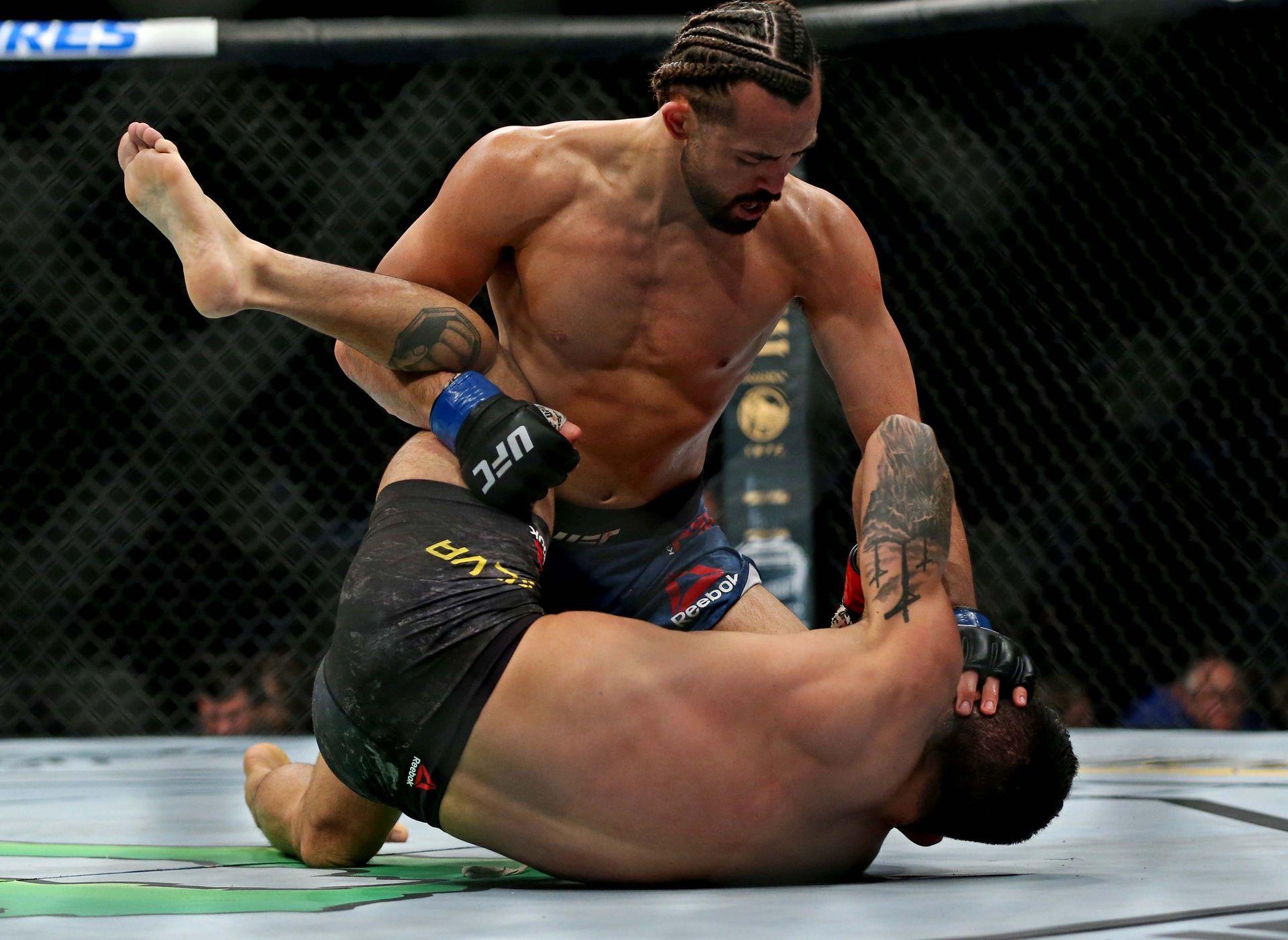 Phillips fighting Raulian Paiva in 2022. Photo by Peter Casey-USA Today Sports.