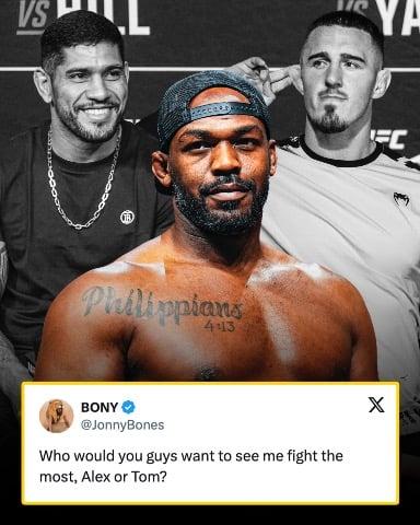 Jon Jones asks fans if he should fight Alex Pereira or Tom Aspinall