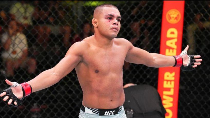 Nikolas Motta reacts after defeating Cameron Van Camp. Credits to: Chris Unger - Zuffa LLC