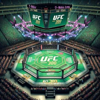 A concept of the UFC 300 Octagon with emerald green and gold. UFC 200 had a yellow mat.