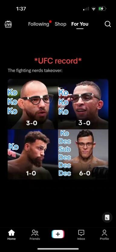 Fighting Nerds UFC Record So Far