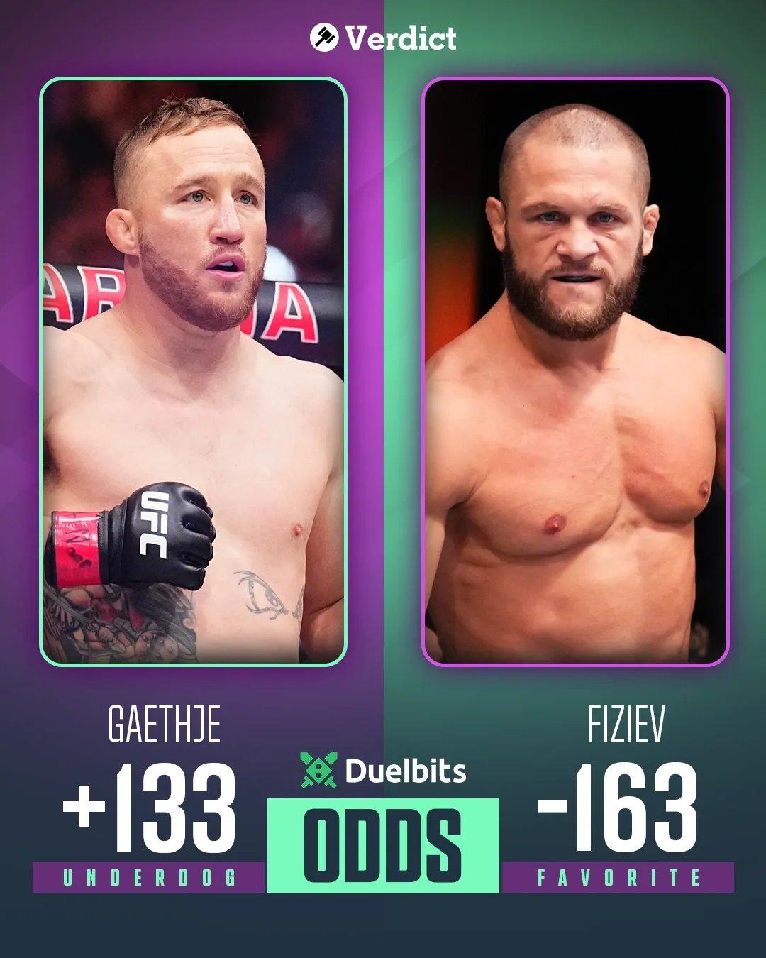 Gaethje won their first fight, and Fiziev is taking this on short notice. Yet, Fiziev is the favorite. Agree? (Odds via Duelbits)